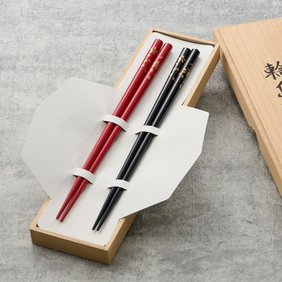 【輪島塗】蒔絵箸（桜吹雪）　