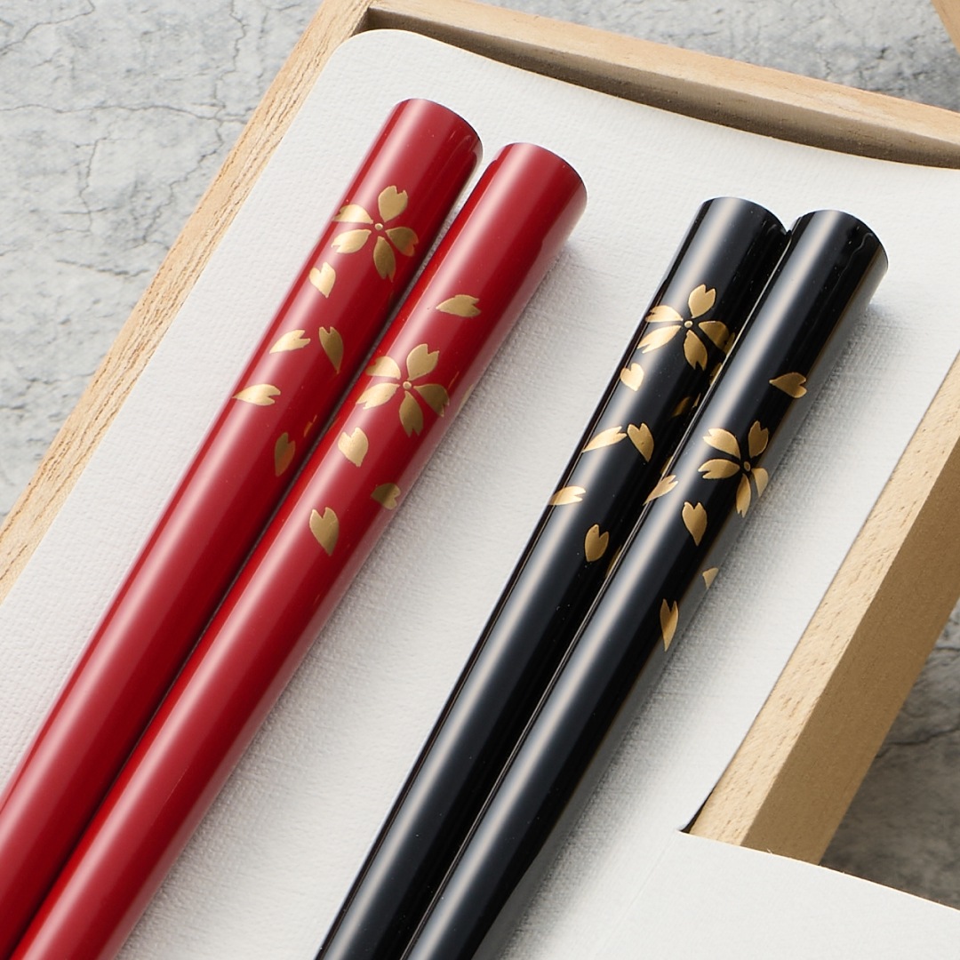 【輪島塗】蒔絵箸（桜吹雪）　