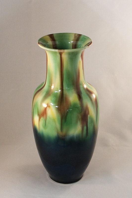 長崎三彩 サギ型花瓶