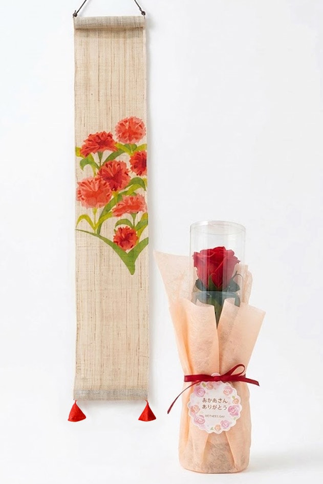 【数量限定 2026年 母の日】プリザーブドローズ with ミニのれんセット