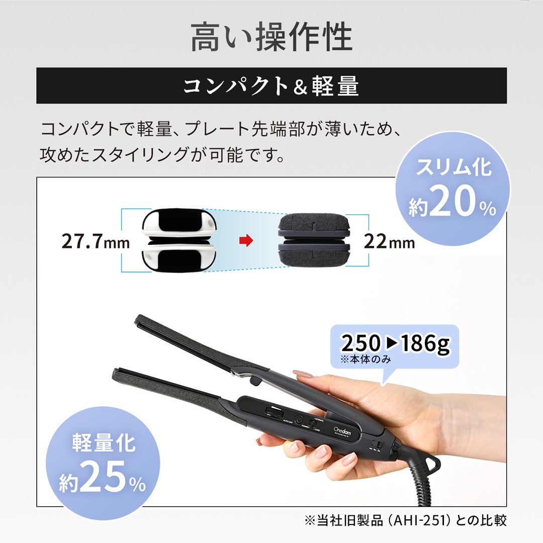 【一般用】ワンダム シルキーブラックヘアアイロン The PREMIUM AHI-253C