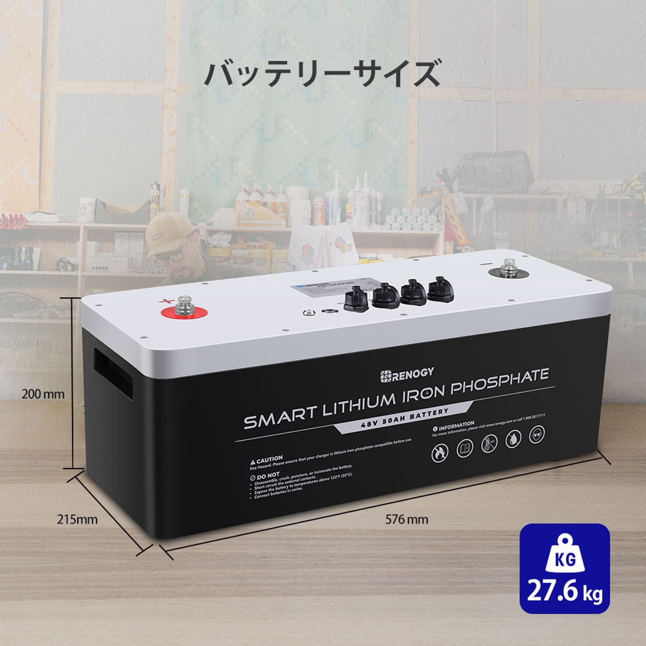 RENOGY �ҡ��ȵ�ǽ�դ� ���ޡ��� ����Ŵ������।����Хåƥ꡼ 50AH 48V ľ����³�Բ� ��Υ��� RBT50LFP48S