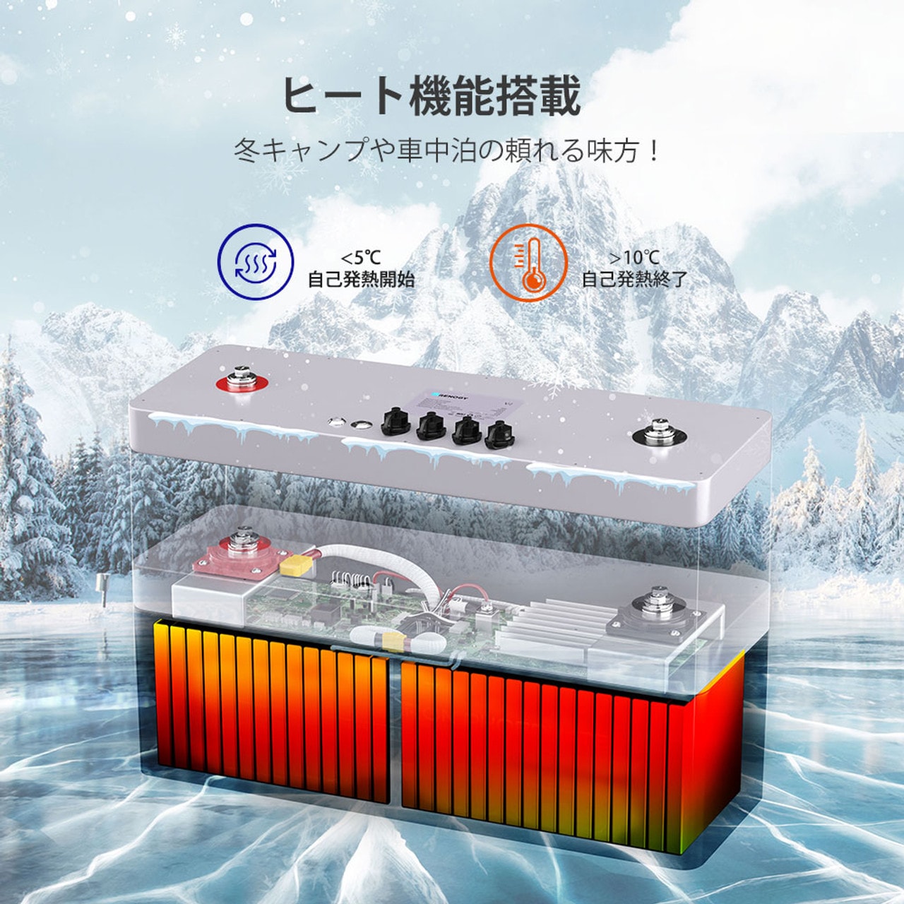 RENOGY �ҡ��ȵ�ǽ�դ� ���ޡ��� ����Ŵ������।����Хåƥ꡼ 50AH 48V ľ����³�Բ� ��Υ��� RBT50LFP48S