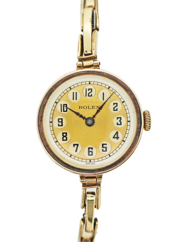 ROLEX 9K． ピンクゴールドラウンドケース婦人用手巻き