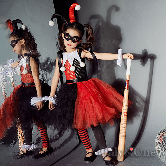 コスプレ子供 ハーレイ・クイン ハロウィン(Halloween Cosplay child Harley Quinn) k12065商品メイン画像