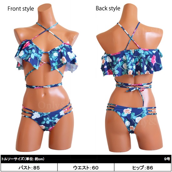 【訳あり品】レディース水着 バンドゥビキニ セクシー 花柄 レースアップビキニ フリルビキニ Swimsuit  bikini商品サムネ画像