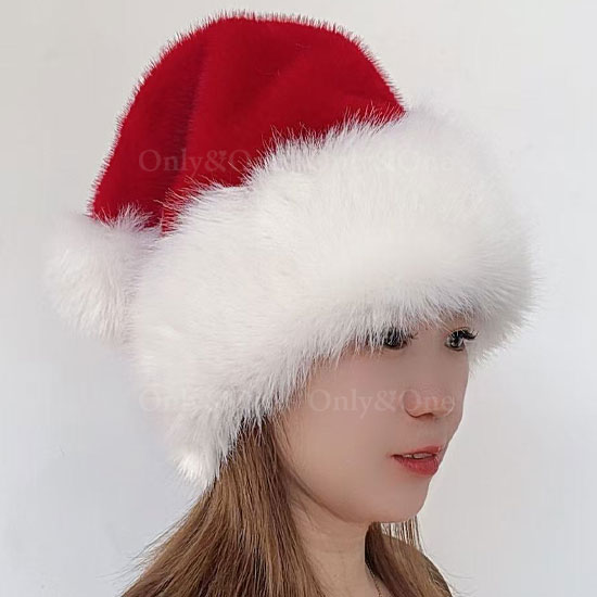 ふわふわファーの厚手サンタ帽子｜大人コスプレ・クリスマスパーティー・あったか防寒 no132商品サムネ画像