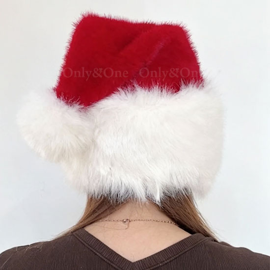 ふわふわファーの厚手サンタ帽子｜大人コスプレ・クリスマスパーティー・あったか防寒 no132商品サムネ画像