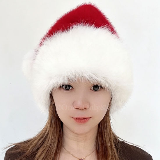 ふわふわファーの厚手サンタ帽子｜大人コスプレ・クリスマスパーティー・あったか防寒 no132商品サムネ画像