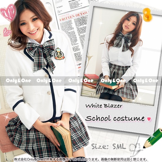 【訳あり品】単品 ブレザー ジャケット 女子高生 制服 JK コスプレ レディースブレザー制服コスプレ-人気ホワイト商品メイン画像