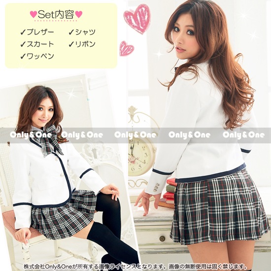 【訳あり品】単品 ブレザー ジャケット 女子高生 制服 JK コスプレ レディースブレザー制服コスプレ-人気ホワイト商品サムネ画像