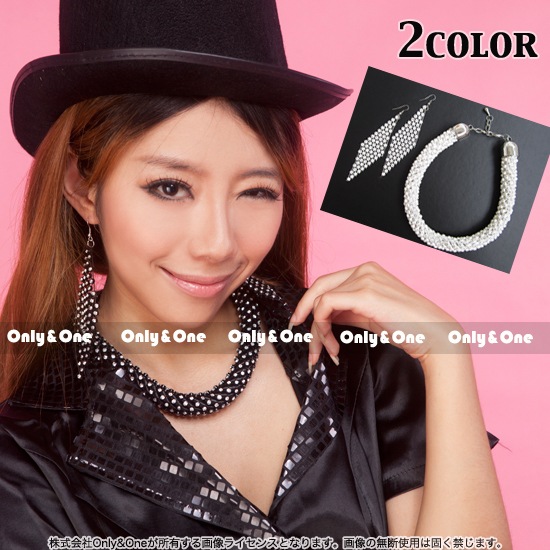 キラキラストーン ピアス＆ネックレスセット185商品メイン画像