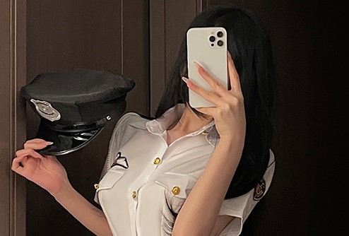 セクシーポリスハット 警官コスプレ 帽子のみ ハロウィン 黒キャップ no303商品サムネ画像