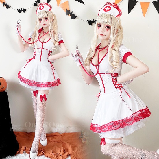 ナース 服 コスプレ ハロウィン コスチューム(Nurse Cosplay) k05060商品サムネ画像