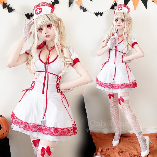 ナース 服 コスプレ ハロウィン コスチューム(Nurse Cosplay) k05060商品サムネ画像