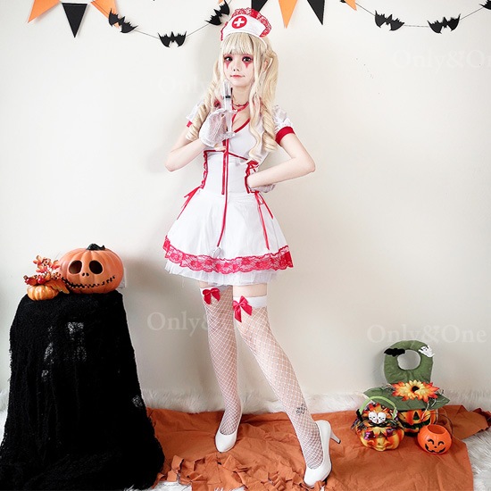 ナース 服 コスプレ ハロウィン コスチューム(Nurse Cosplay) k05060商品サムネ画像