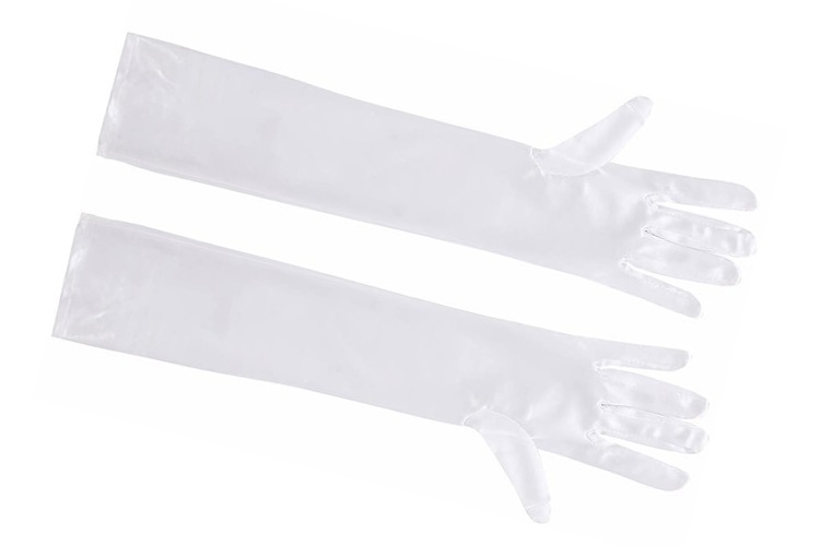 コスプレ小物無地黒光沢長手袋 日焼け防止パーティーツヤサテン48㎝ロンググローブ　商品サムネ画像