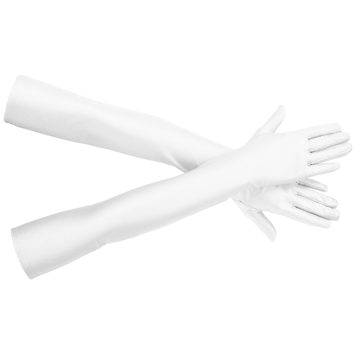 コスプレ小物無地黒光沢長手袋 日焼け防止パーティーツヤサテン48㎝ロンググローブ　商品サムネ画像