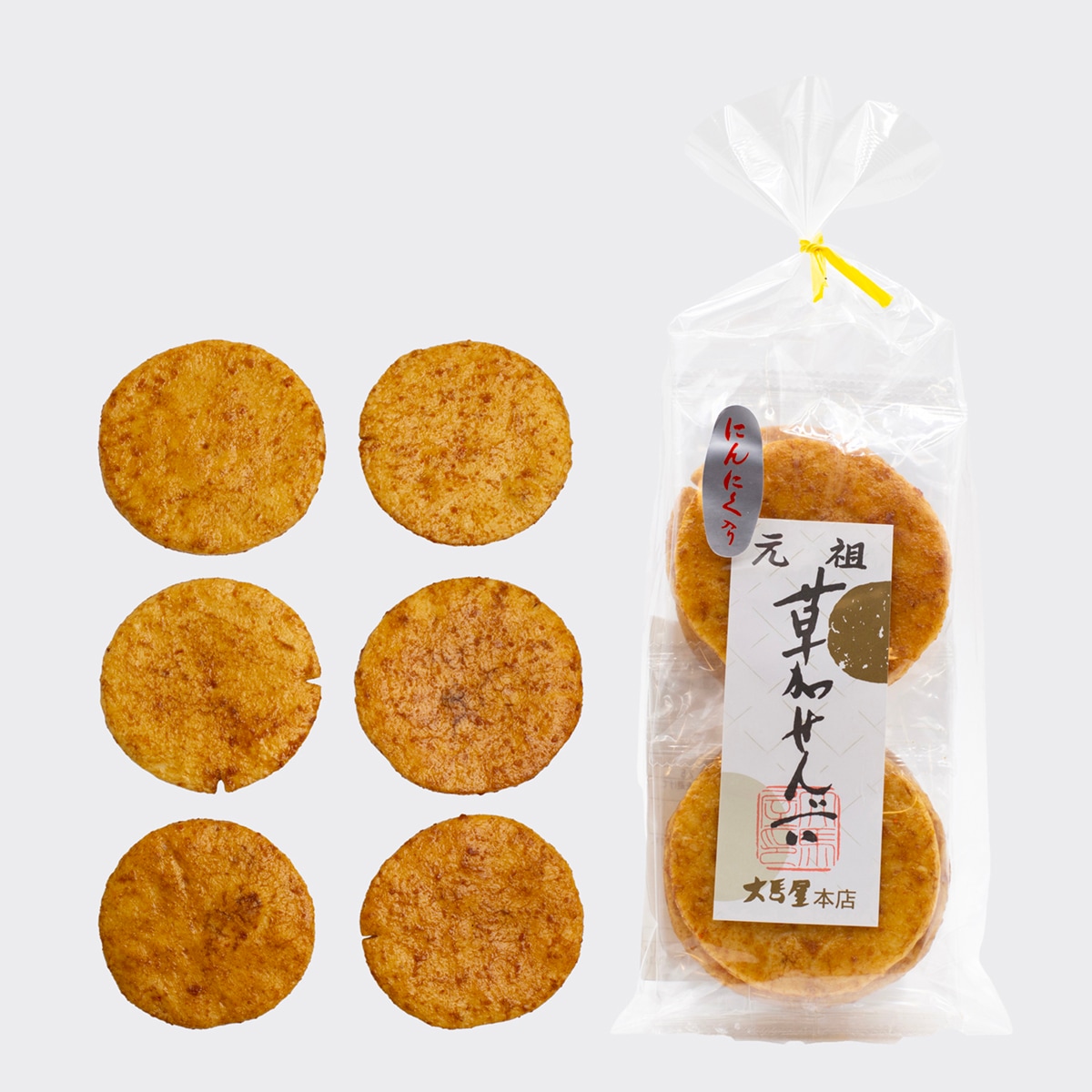 にんにく(6枚入り) | 焼き煎餅 | 元祖草加せんべい大馬屋オンライン