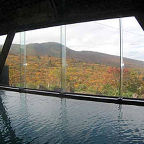 栗駒山の裾野に広がる須川高原の大自然が一望に見渡せる大パノラマ露天風呂です。