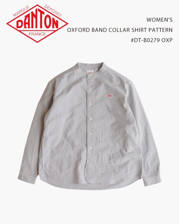 DANTON / BAND COLLAR SHIRTS/長袖シャツ/36/DT-B0279 DANTON WOMEN'S OXFORD BAND COLLAR SHIRT PATTERN #DT-B0279 OXP