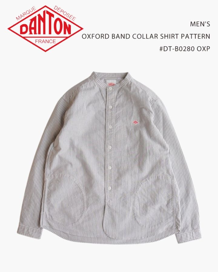 DANTONシャツ DANTON MEN'S OXFORD BAND COLLAR SHIRT PATTERN #DT-B0280 OXP