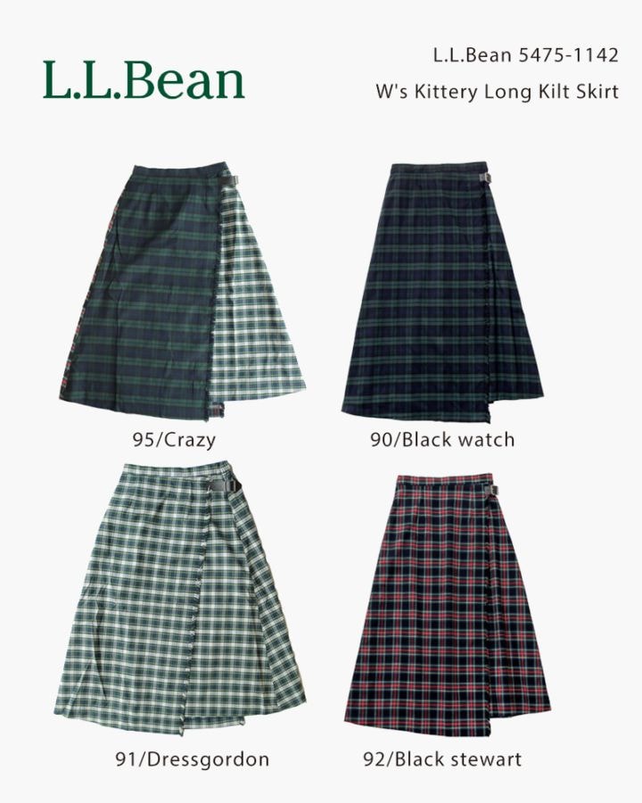L.L.Bean 5475-1142 / W's Kittery Long Kilt Skirt エルエル