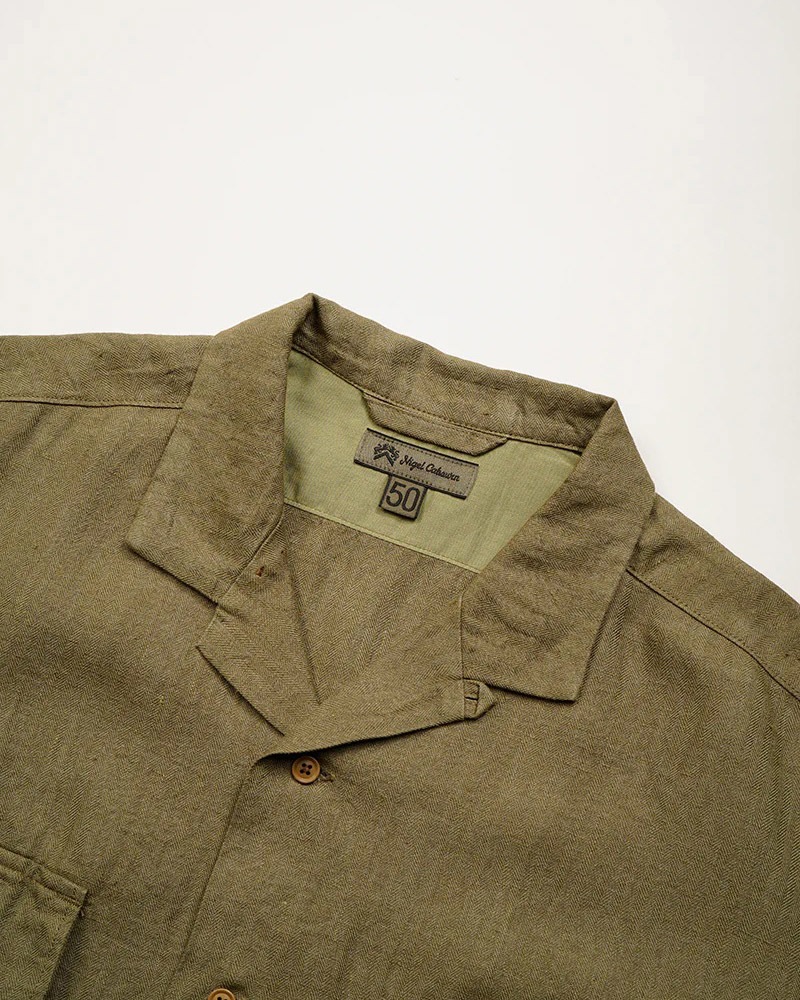 Nigel Cabourn ARMY SHIRT S/S LINEN HBT 80520011207 / ナイジェル
