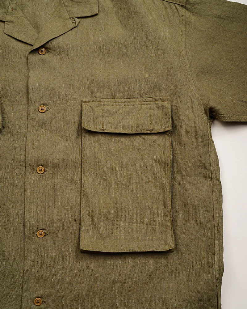 Nigel Cabourn ARMY SHIRT S/S LINEN HBT 80520011207 / ナイジェル