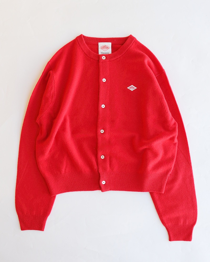 DANTON WOMEN'S LAMBSWOOL CREW NECK KNIT CARDIGAN #DT-D0031