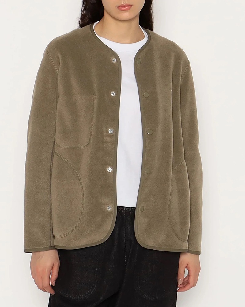 DANTON WOMEN'S FLEECE COLLARLESS JACKET #JD-8911 / ダントン