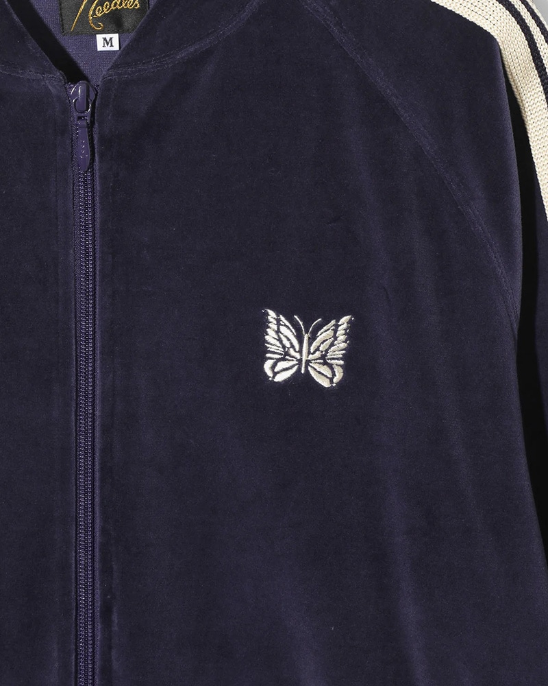 入手困難 Needles リブカラートラックジャケット ベロア ネイビー NEEDLES Rib Collar Track Jacket - C/PE Velour RW323A