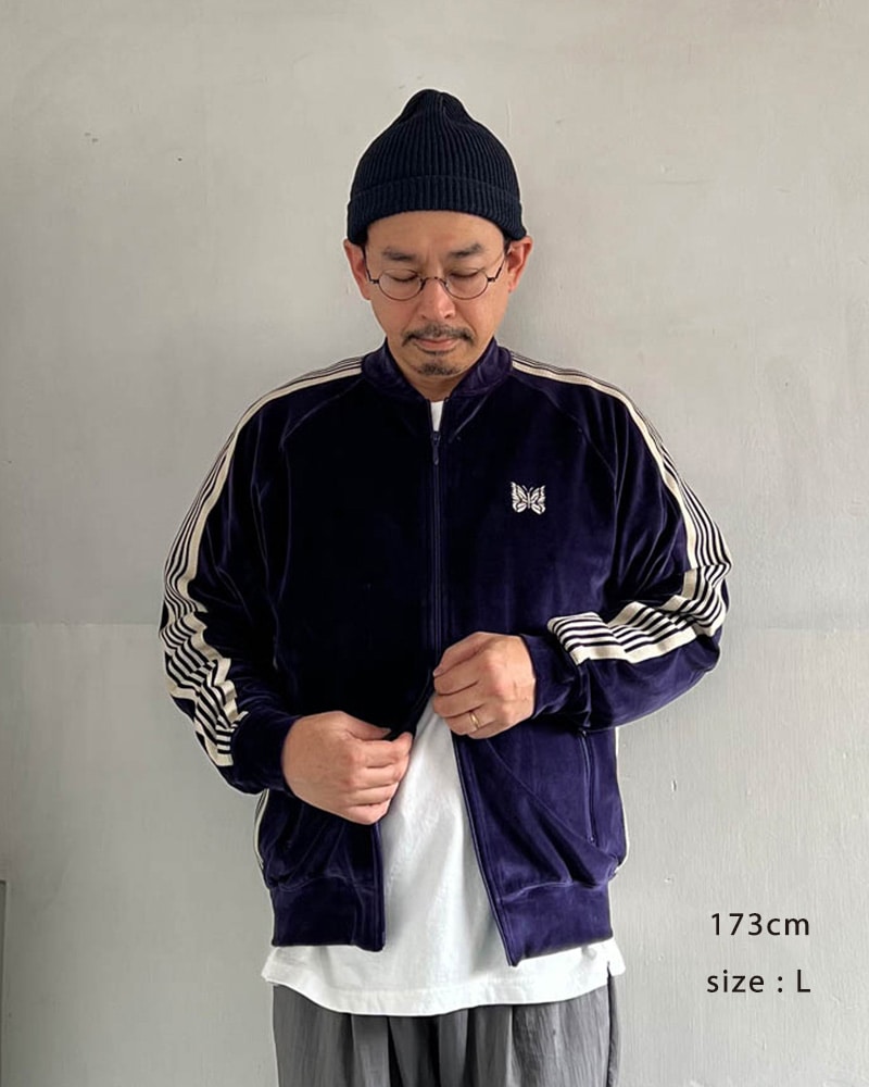 NEEDLES Rib Collar Track Jacket - C/PE Velour RW323A