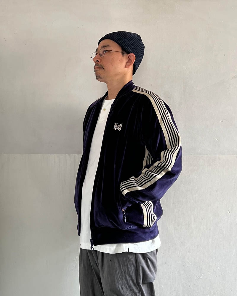 NEEDLES Rib Collar Track Jacket - C/PE Velour RW323A