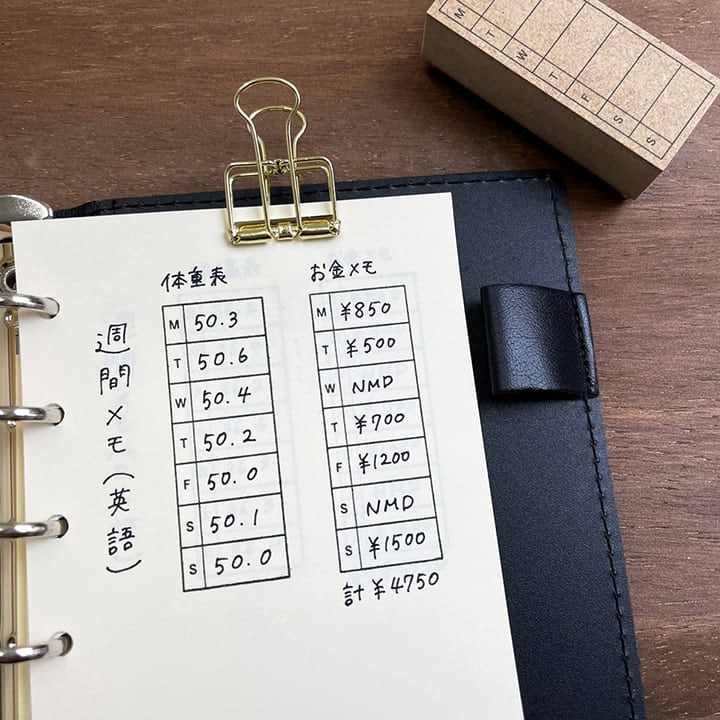 週間メモ S 英語ver（b-019） | 手帳スタンプ,時間・時計・予定