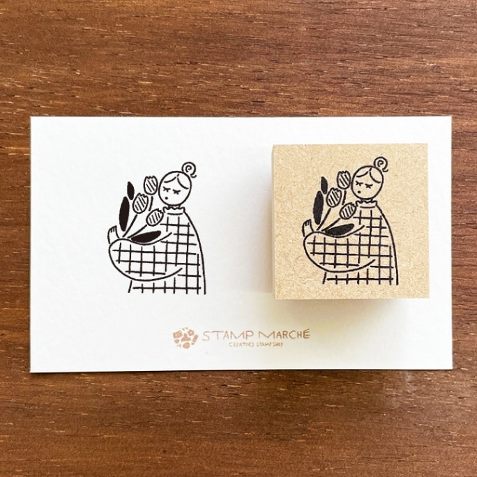 3月のマールちゃん チューリップ 季節 イラストスタンプ