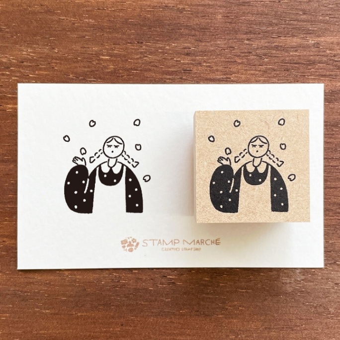 4月のマールちゃん さくら 季節 イラストスタンプ