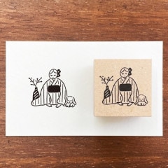 1月のマールちゃん 着物(ご挨拶) 季節 イラストスタンプ