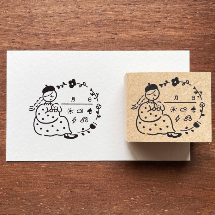 マールちゃん 手帳スタンプ 日付・天気 お花の枠