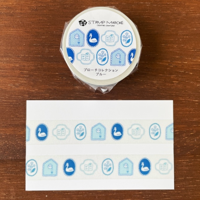 Stamp Marche Marl-chan Washi Tape - Blue Brooch (1.5cm)