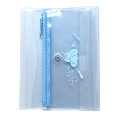 数量限定】isshoni. ペンケース付きノートカバー PVC A6 ペールブルー