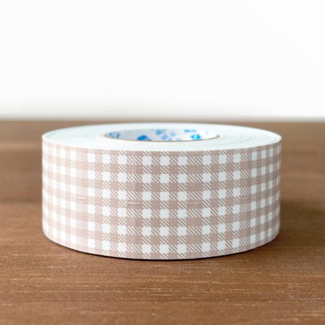 ラベラーシール ギンガムチェック ダスティーピンク