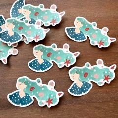 ダイカットステッカー Long, Long Hair 01 マーメイド