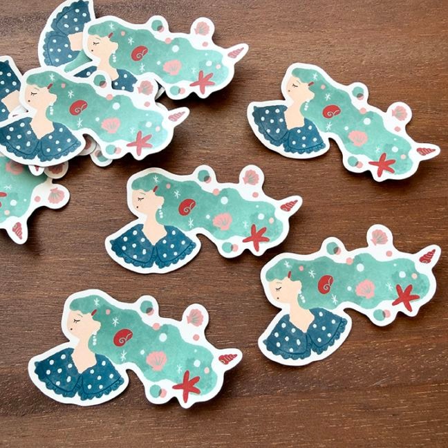 ダイカットステッカー Long, Long Hair 01 マーメイド
