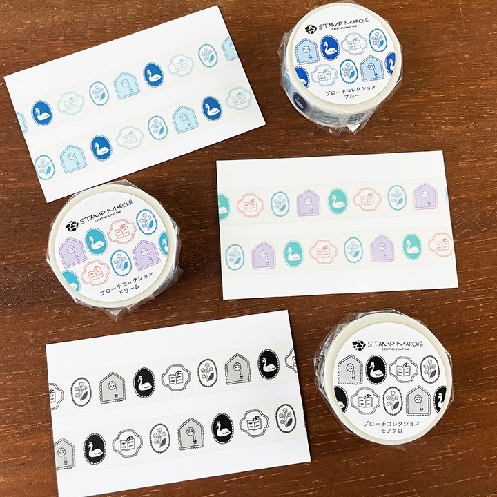 Stamp Marche Marl-chan Washi Tape - Blue Brooch (1.5cm)