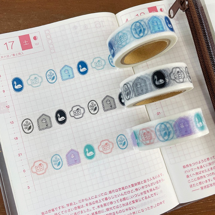 Stamp Marche Marl-chan Washi Tape - Blue Brooch (1.5cm)