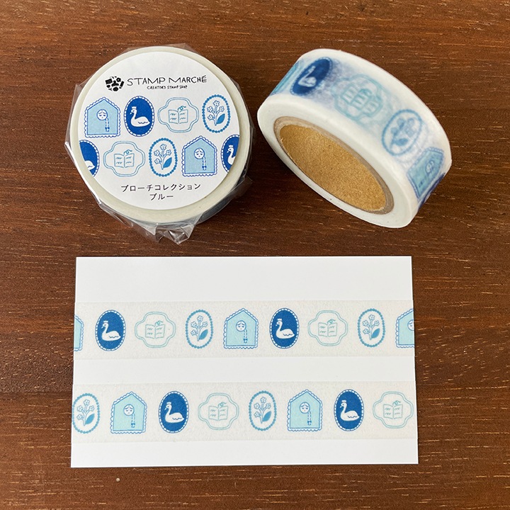 Stamp Marche Marl-chan Washi Tape - Blue Brooch (1.5cm)