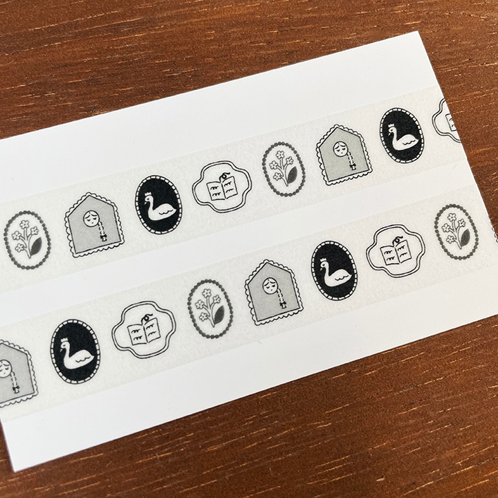 Stamp Marche Marl-chan Washi Tape - Monochrome Brooch (1.5cm)