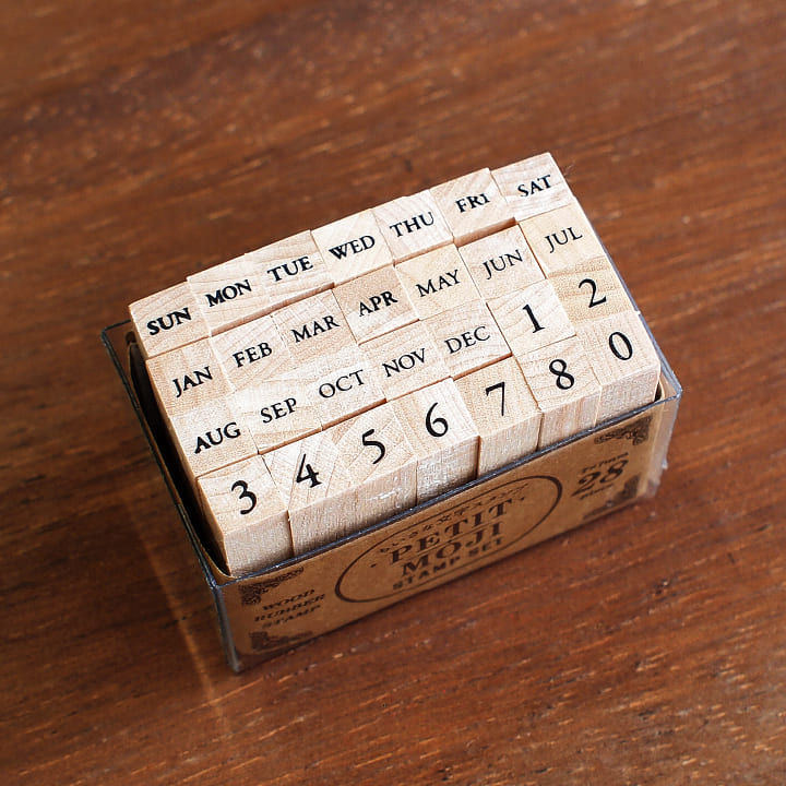 プチ文字スタンプセット 小・曜日/月/数字 こどものかお | メーカー