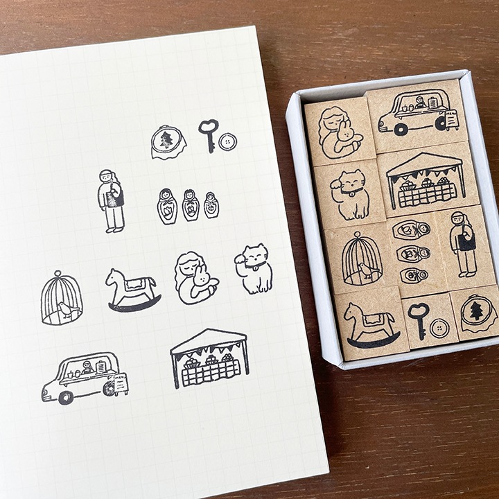 いそのけい 絵日記スタンプBOX｜02 蚤の市